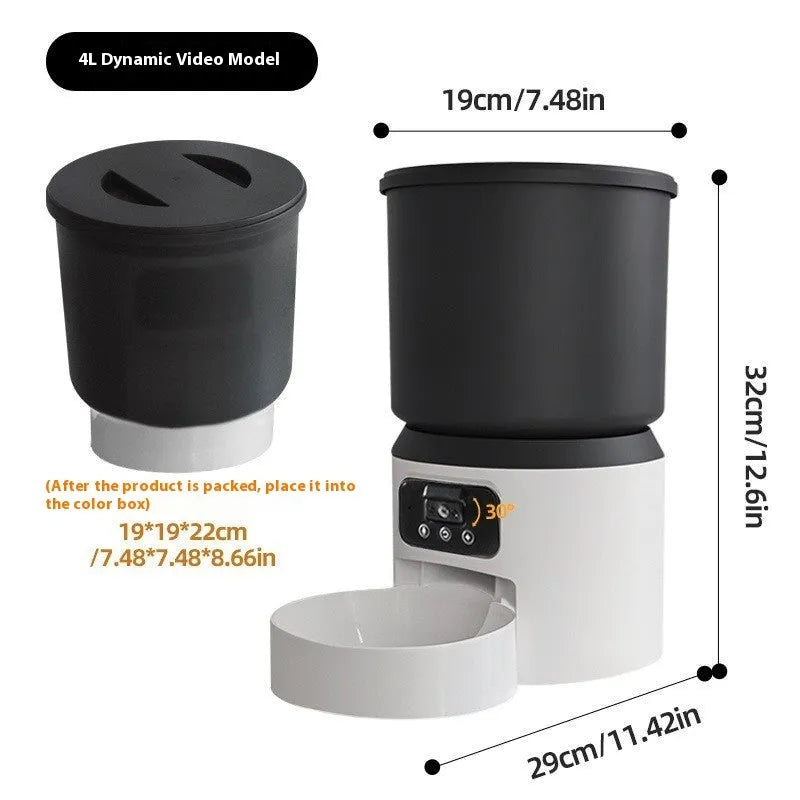 4L smart pet feeder with remote monitoring and timing functions for cats and dogs