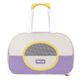 Blue foldable Oxford cloth cat carrier backpack showing large capacity and shoulder straps.