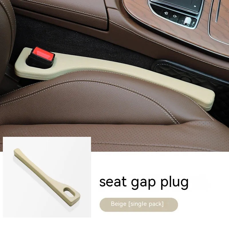Polyurethane car seat gap strips in black, brown, red and beige colours for preventing items falling between vehicle seats