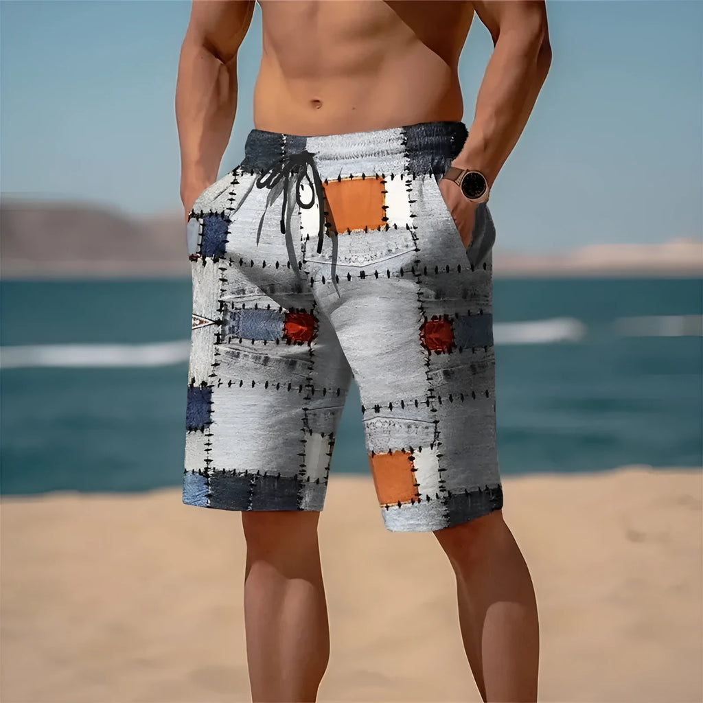 Men's 3D plaid shorts with striking pattern in mesh fabric available in multiple colours and sizes