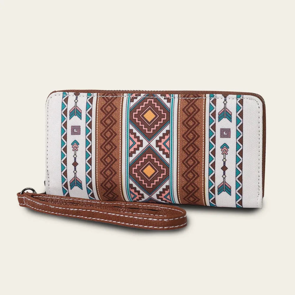 Bohemian striped canvas RFID wallet with anti-theft card protection in multiple colour options