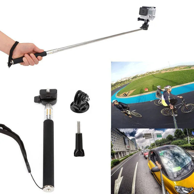 Black sports camera accessories set for action camera mounting and hands-free filming