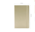 A5 tactile PU hardcover notebook with 96 sheets of 100gsm white paper and sewn adhesive binding, shown in available cover colours.