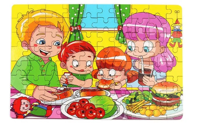 80 piece wooden animal jigsaw puzzle in iron box with non-toxic paint for children aged 3+