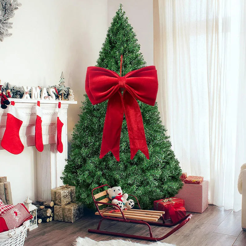 Plus-sized red velvet bow decoration, 63x48x8cm, for Christmas tree or wedding room layout