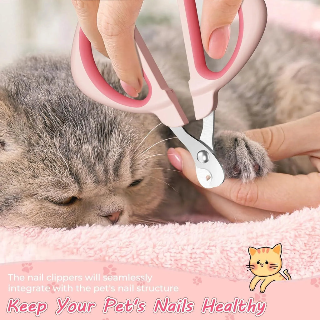 Blue cat nail clipper with positioning hole guide and ergonomic handle