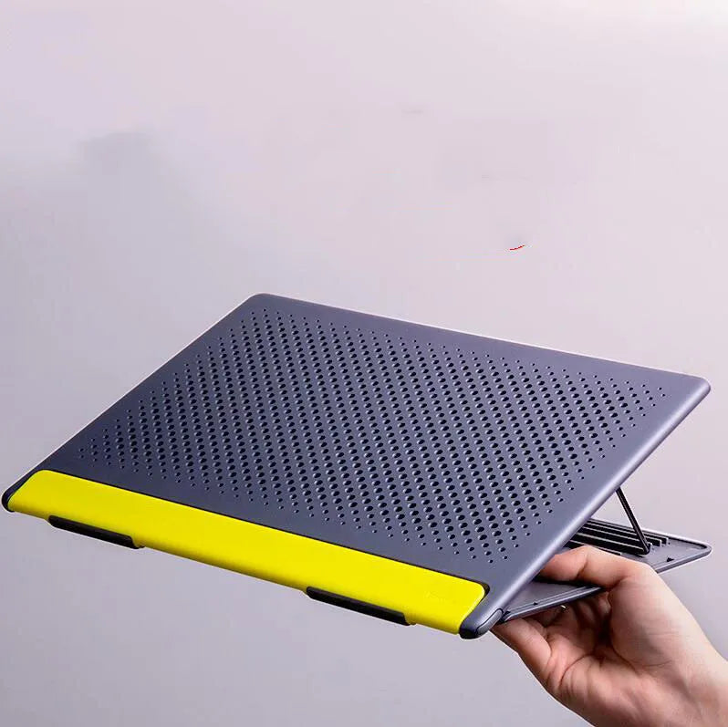 Portable alloy notebook stand for laptops under 16 inches, slim 0.8mm design in black colour