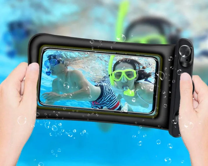 Double airbag waterproof phone pouch in orange made of imported PVC with 45cm rope