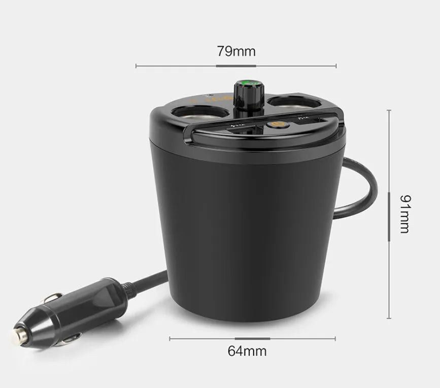 Cup holder Bluetooth car MP3 player FM transmitter with dual USB charging port in black
