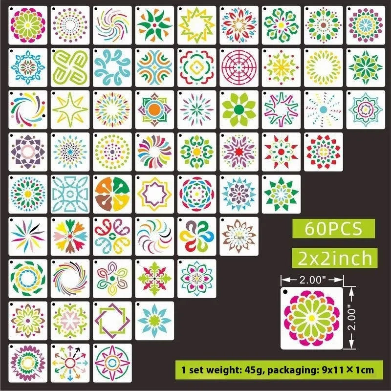Milky white PET film spray painting stencil templates showing hollow cut-out designs including animals, letters, and floral patterns.
