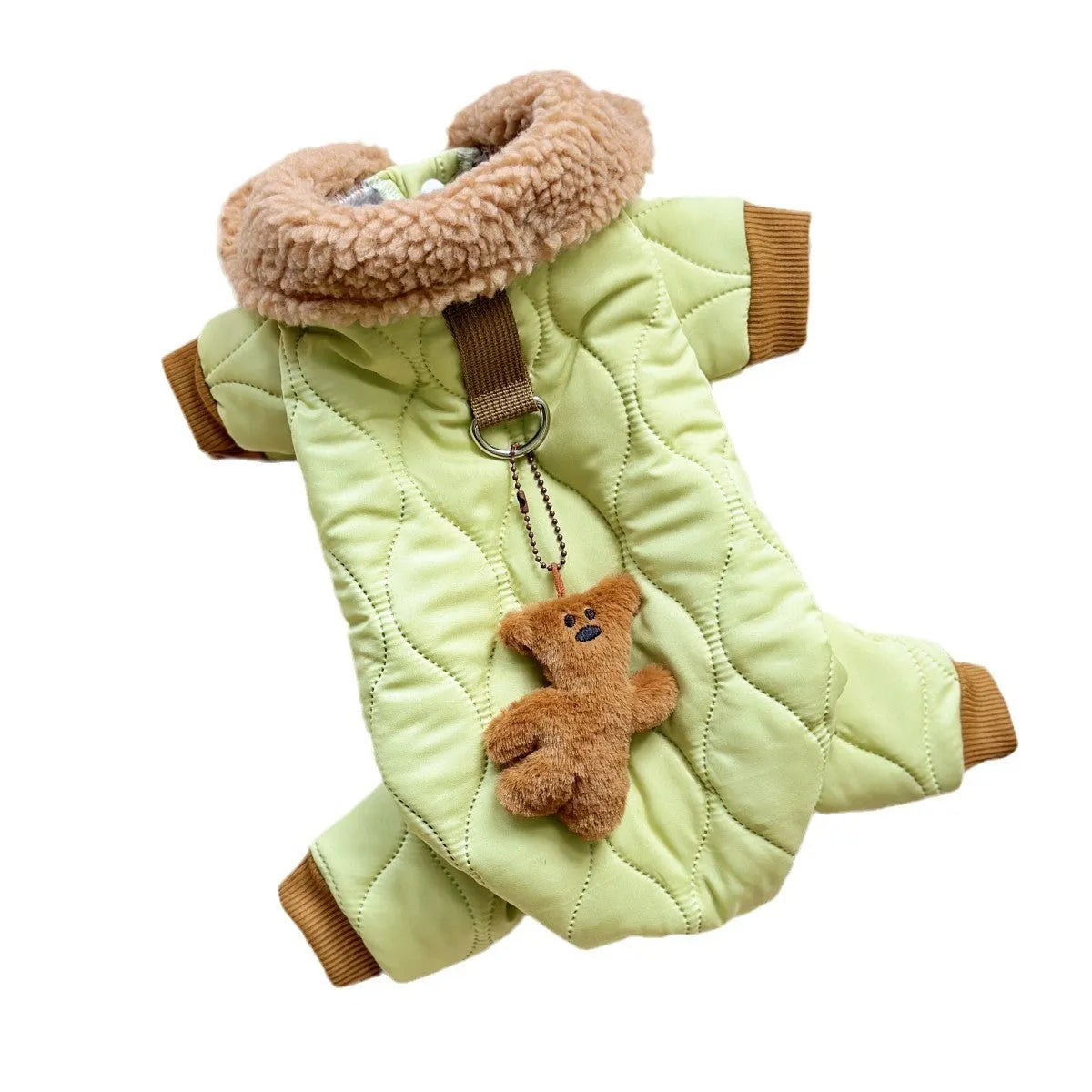 Extra thick band pendant pet clothing with toy bear pendant in light green made from cotton