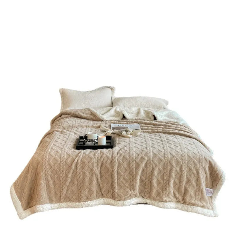 Winter thermal flannel blanket in tea green colour measuring 180x200cm