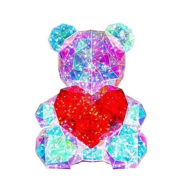 30cm luminous bear gift in Pink Love or Red Love with USB plug, plastic cartoon-style decoration