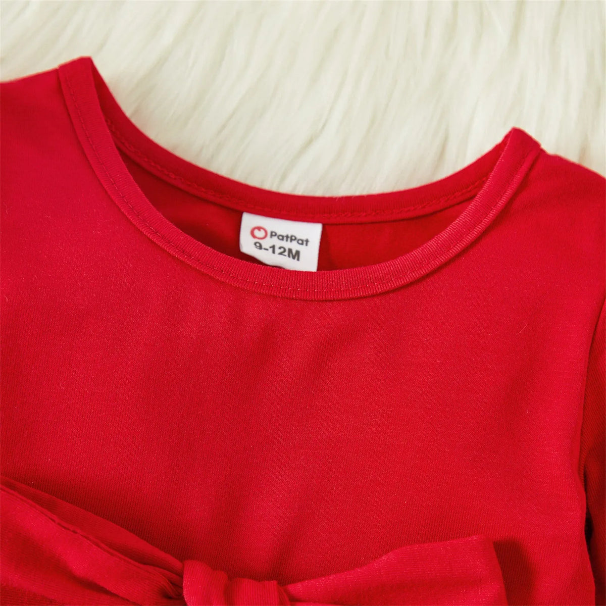 Red Christmas baby dress with cake skirt in artificial coloured cotton for girls