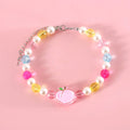 Colourful plastic bead necklace for small pets with peach, rainbow, or small flower pattern options.