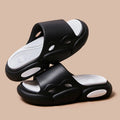 Women's and men's EVA thick-soled couple slippers in two-colour combinations with leather lining