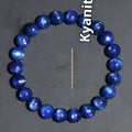Blue crystal bracelet with geometric Ruyi design showing polished beads in various diameter options