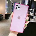 Square transparent TPU phone case for iPhone 12, showing slim profile and cutouts
