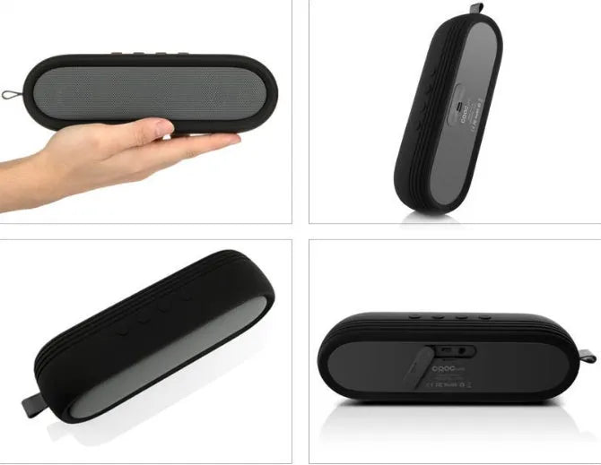 Portable wireless Bluetooth speaker dual 5W stereo IP65 waterproof black blue 21x6x5.5cm with protective case
