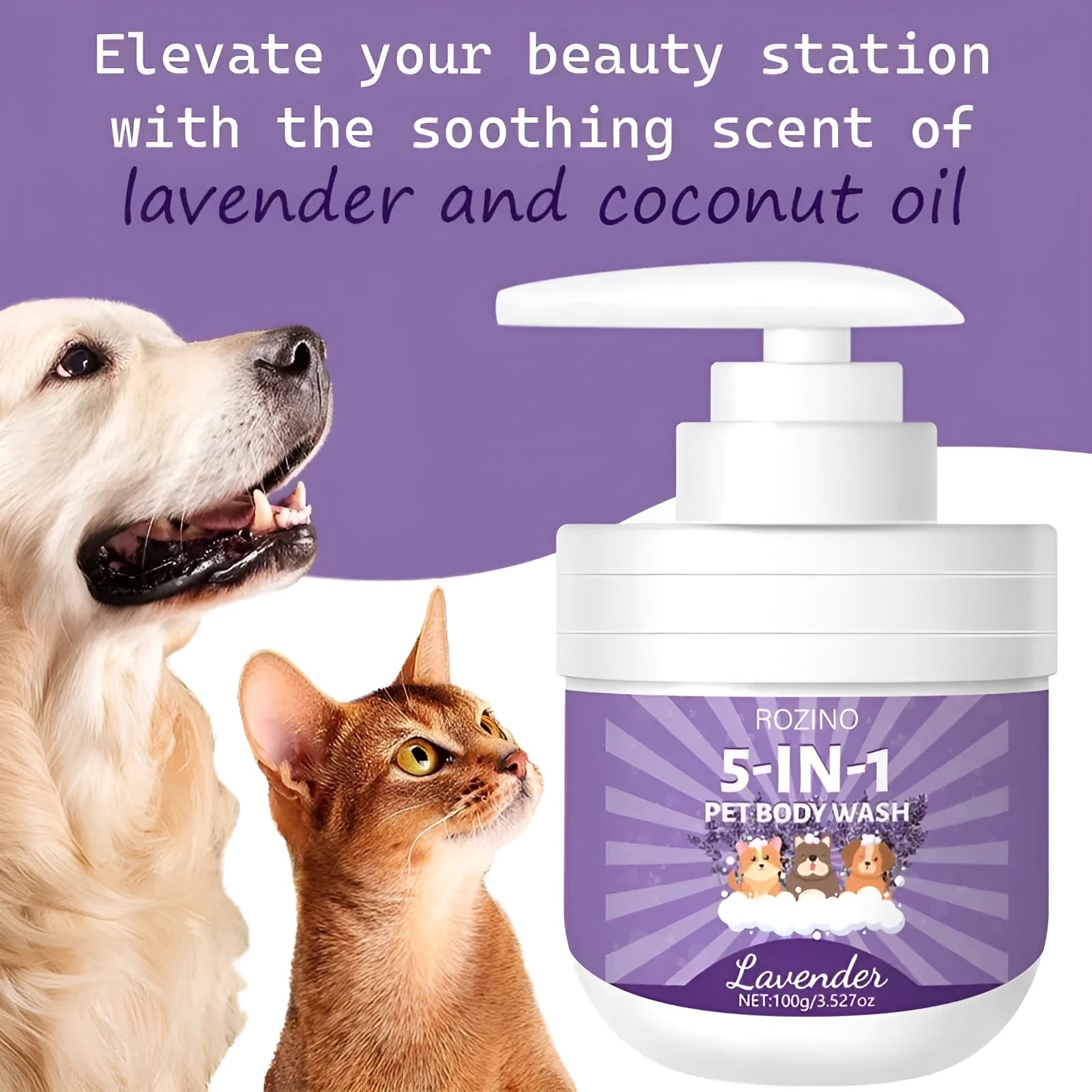 100g pet shower gel bottle with sterilisation deodorant formula for dogs and cats