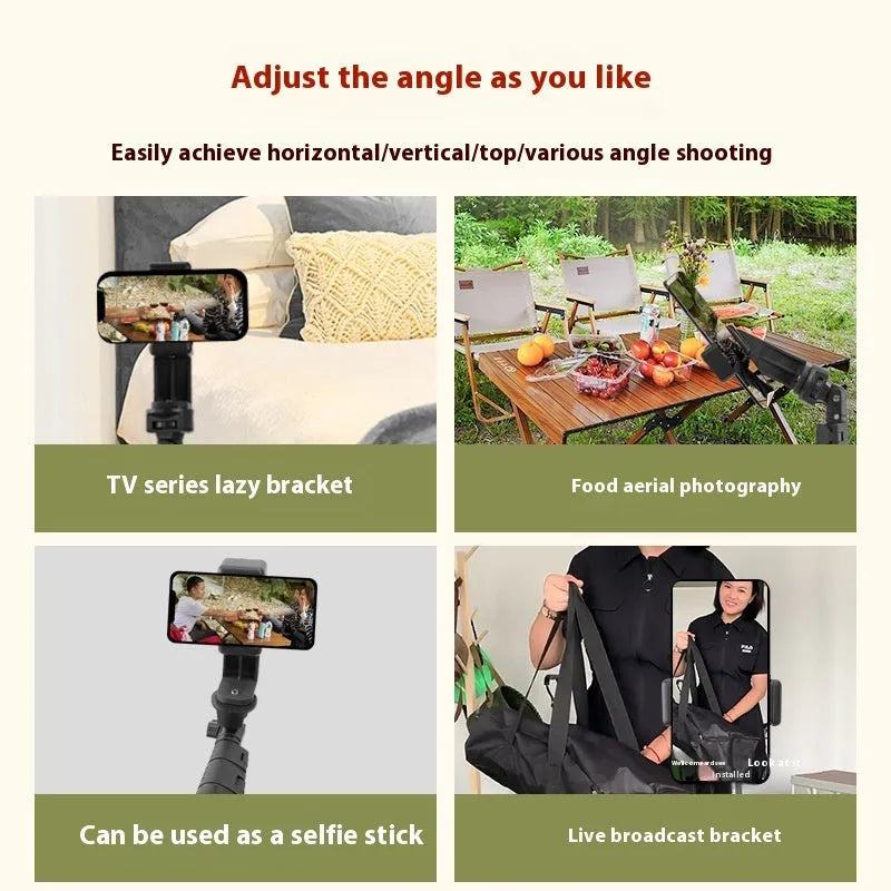 Aluminium Alloy Floor Retractable Selfie Stick Bracket 16m Shooting Stand Universal Phone Holder for Live Streaming and Photography