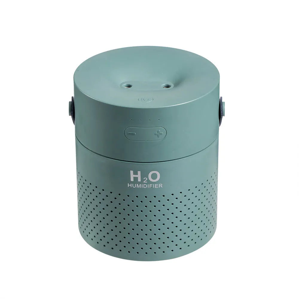 USB rechargeable bedroom humidifier with 1.1L capacity in green, grey, pink, or white colours