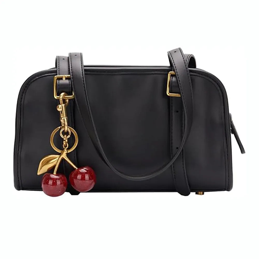Red zinc alloy cherry key ring pendant with three-dimensional design