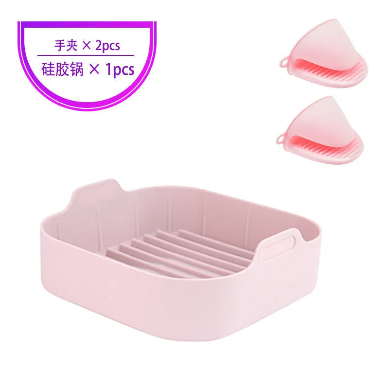Reusable round silicone liner for air fryer 19cm nonstick BPA free dishwasher safe grey