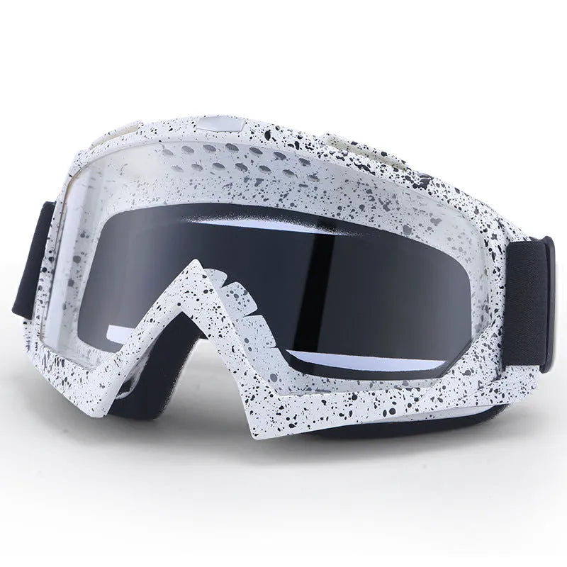 Adult motorcycle cross country goggles with pure TPU full rim frame and windproof design on grey background