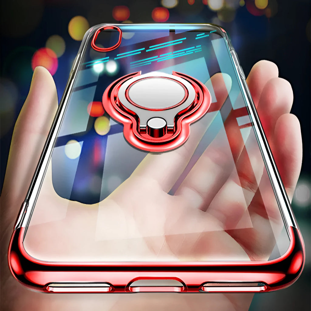 Mobile phone case with magnetic ring compatible with iPhone models in five colours