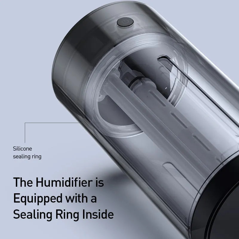 Dark grey aluminum alloy car diffuser humidifier with USB connection for air purification and aromatherapy in vehicles