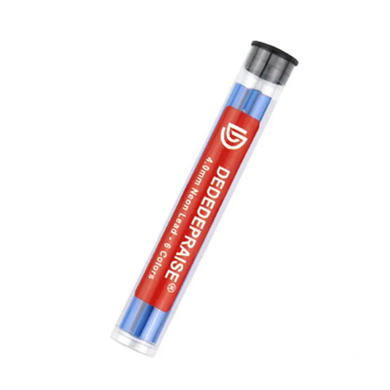 4.0mm mechanical drawing pencil with colour leads in yellow, orange, blue, green, and rose red shades