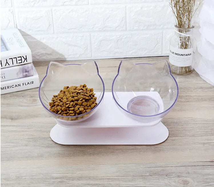 Non-slip single pet bowl in White with ABS base and AS material bowl
