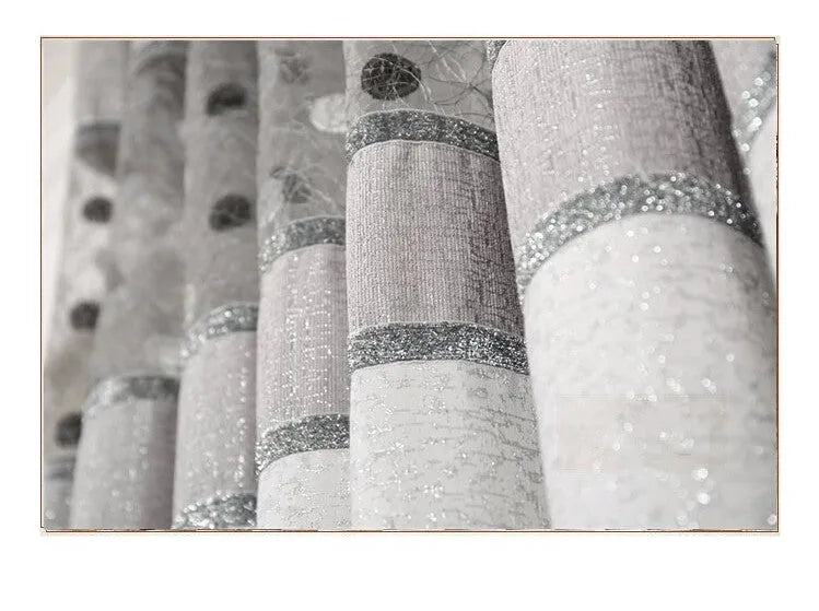 Simple blackout curtain panel shown hanging, with size options from 100cm to 400cm wide.