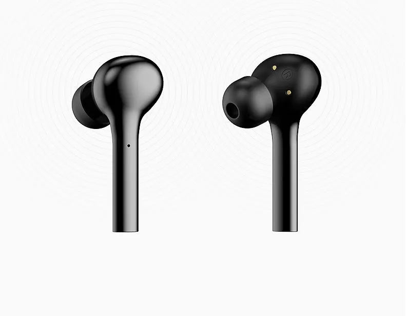 Black and white touch control wireless Bluetooth headset with charging case