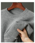 Men's round neck pullover wool knitted sweater in mild beige with long sleeves