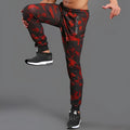 Men's camouflage casual sports pants in black and gray, long leg length, polyester fabric