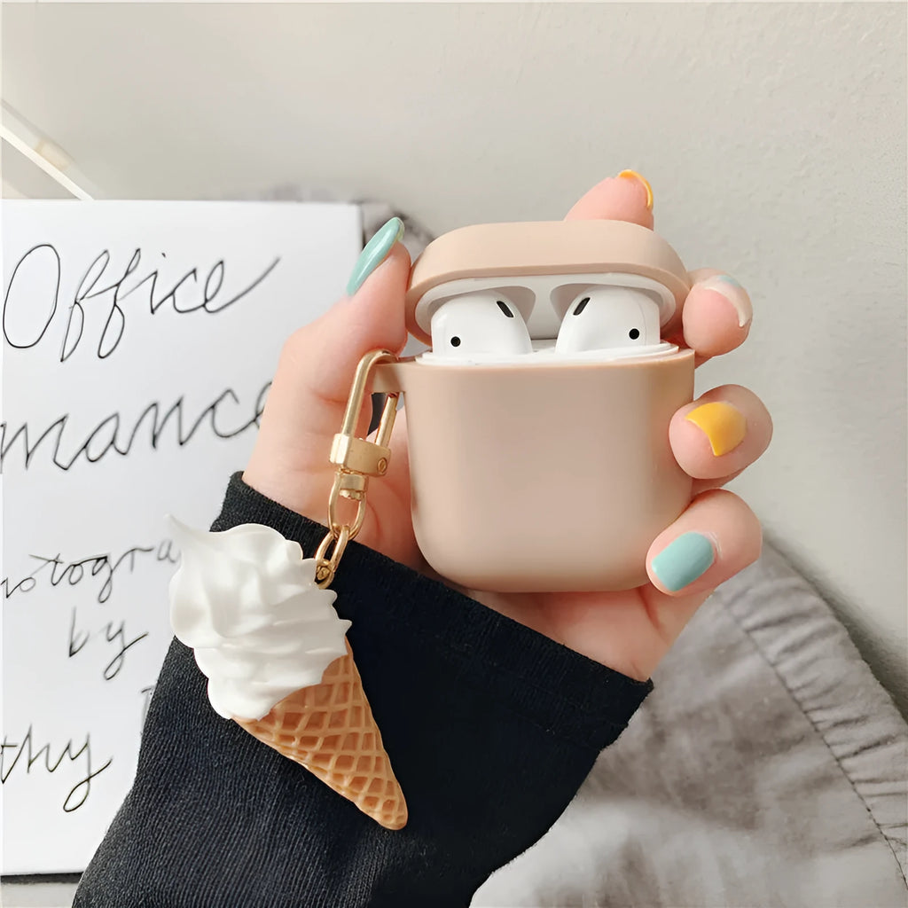 Cylinder Ice Cream brand silicone protector case for Apple AirPods 2 wireless earbuds.