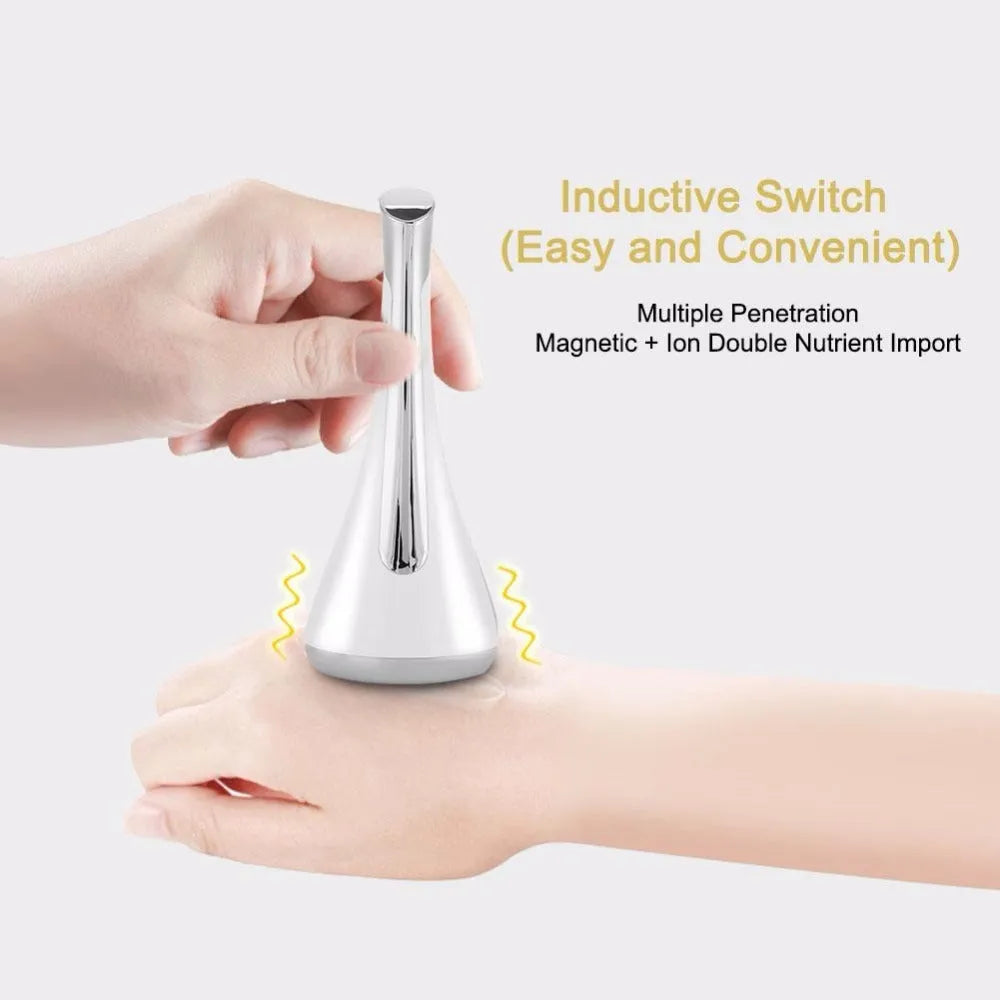 Imate facial massager small dumbbell gyro beauty device in gold, pink, and white