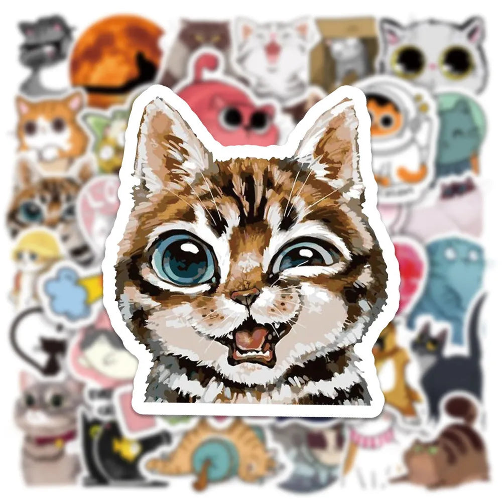 Pack of 50 waterproof PVC decorative stickers with bright film coating in assorted colours for laptops and scooters