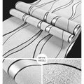 Roll of grey 3D curve stripe decorative wallpaper with velvet texture for video backdrops