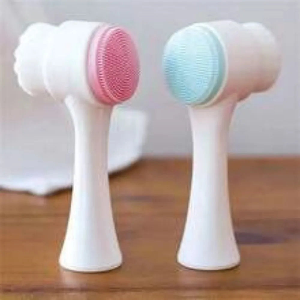 Blue and pink pet paw brush grooming tool with nylon bristles for dogs and cats