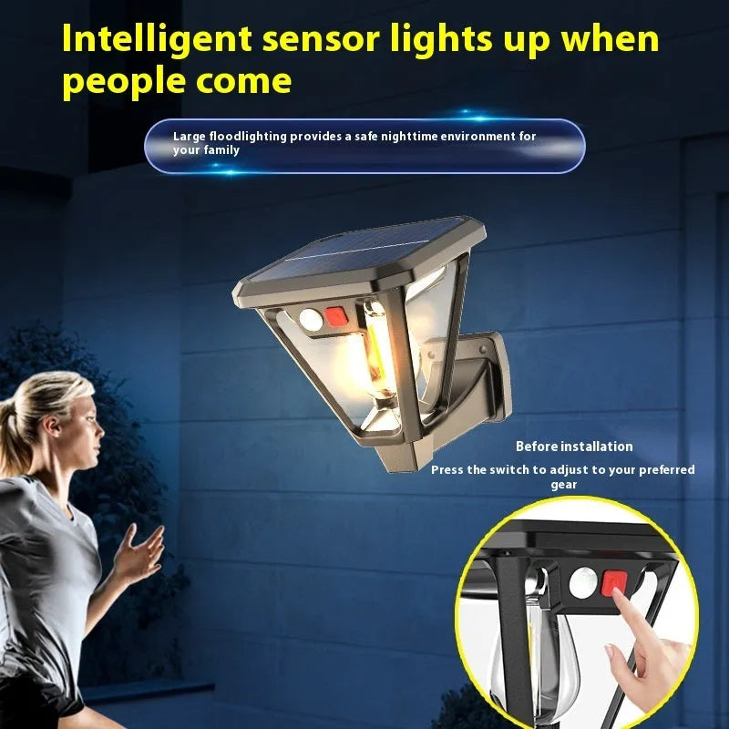 Solar wall lamp for outdoor garden and courtyard, 108 x 460 mm, induction function and waterproof protection
