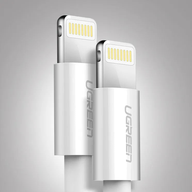 Apple MFi certified Lightning data cable with tinned copper core and braided shield, black or white, 0.25m to 2m