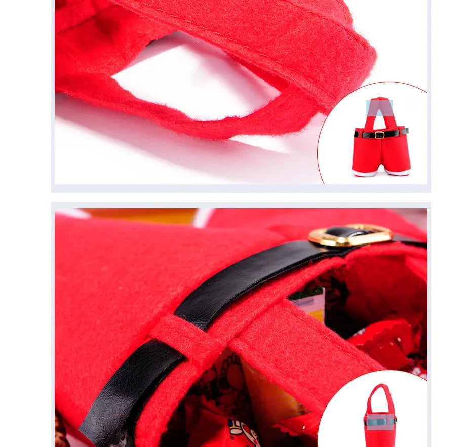 Red velvet Christmas candy bag, 21 x 14.5cm drawstring pouch for wedding favours and holiday treats