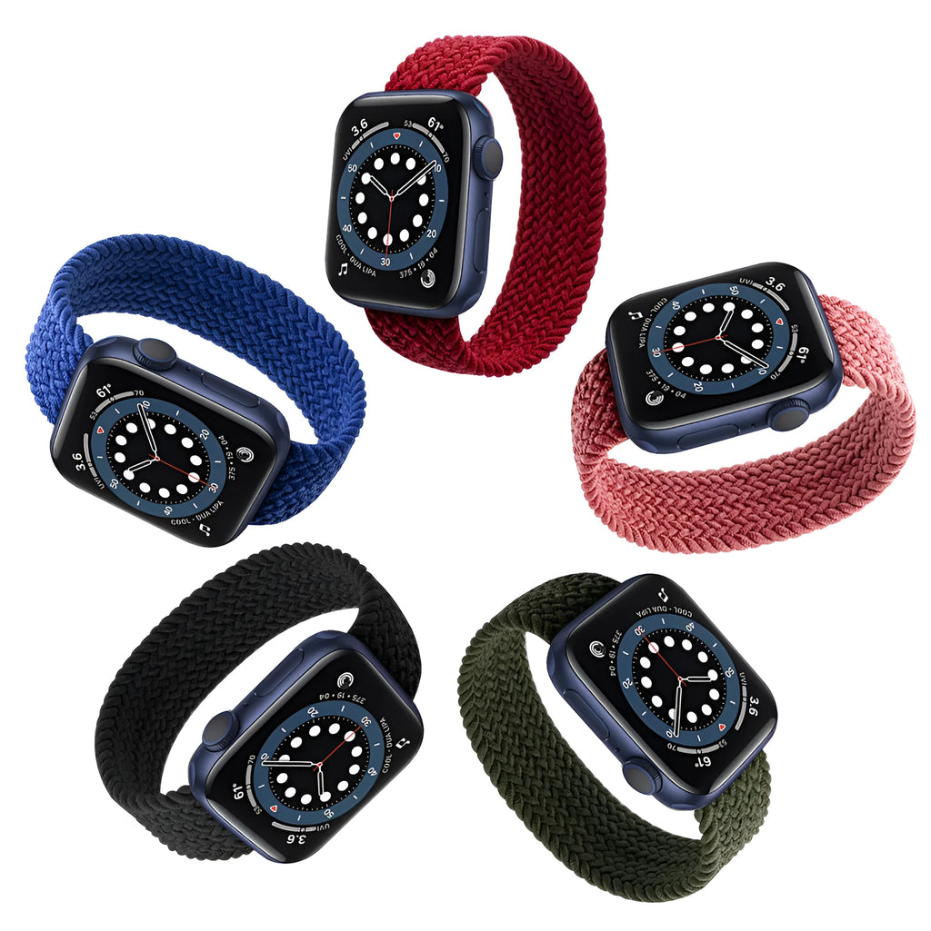Apple Watch compatible nylon strap with woven recycled yarn construction and plastic buckle