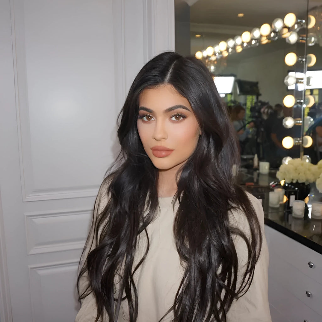 Long 26-inch brown high temperature silk wig with full mechanism cap
