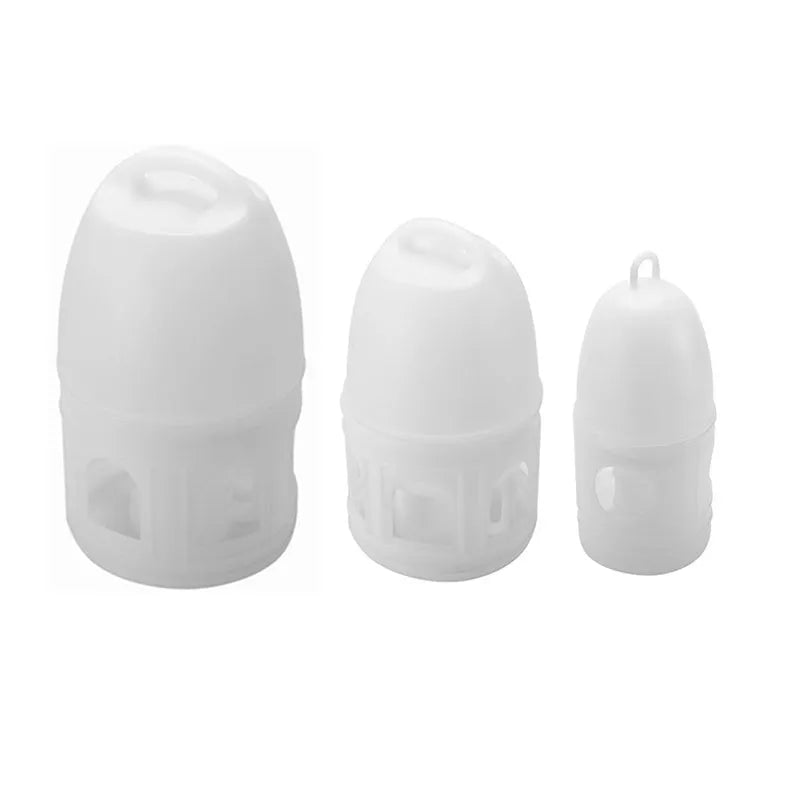 White plastic pigeon drinking bottle with nipple feeder in 1L, 3L, and 5L sizes