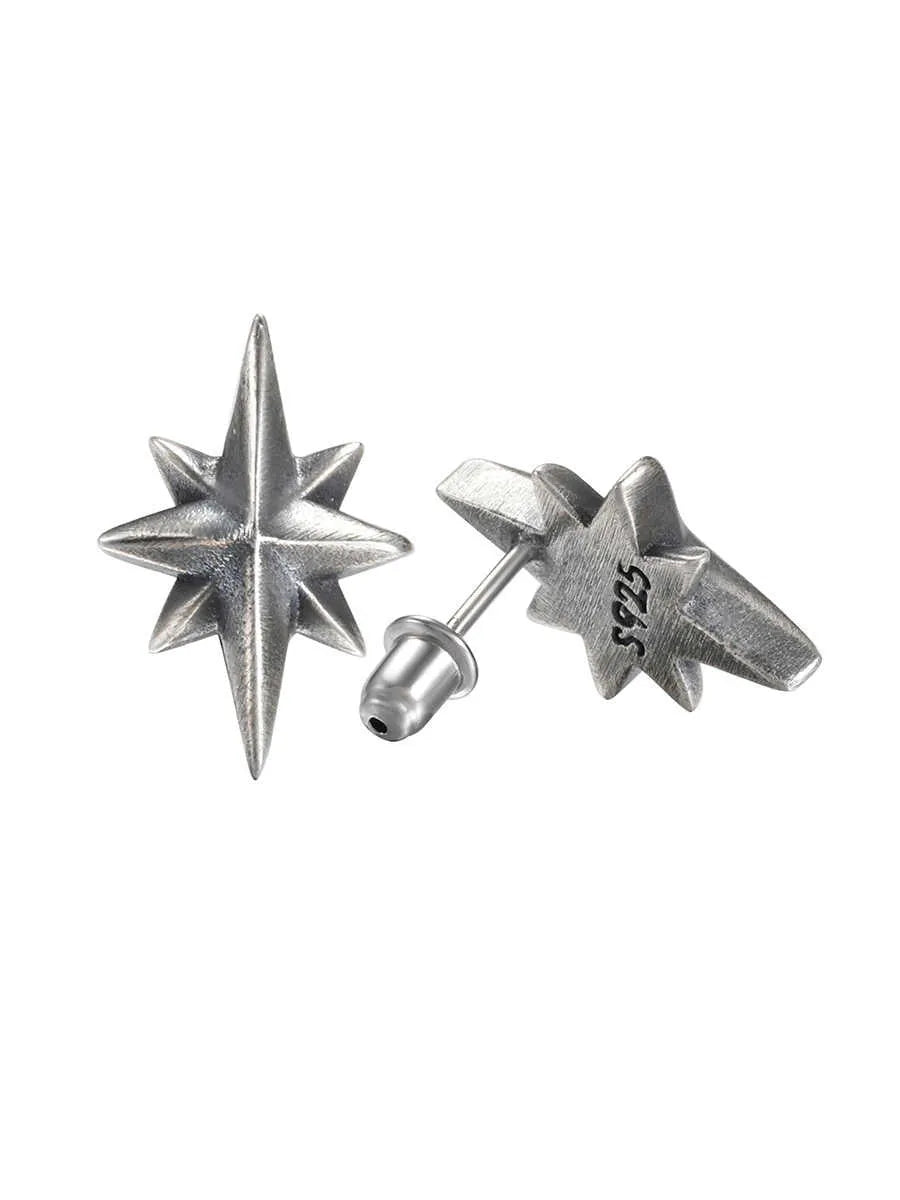 925 silver old stereo earrings with music note design, approximately 12mm wide and 18mm tall