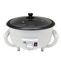 White oblate coffee roasting machine with 750g capacity and 225mm pot bottom diameter